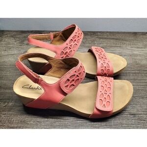 Clarks Alto‎ Anthem Sandals Womens 11M Pink Leather Comfort Adjustable Slingback